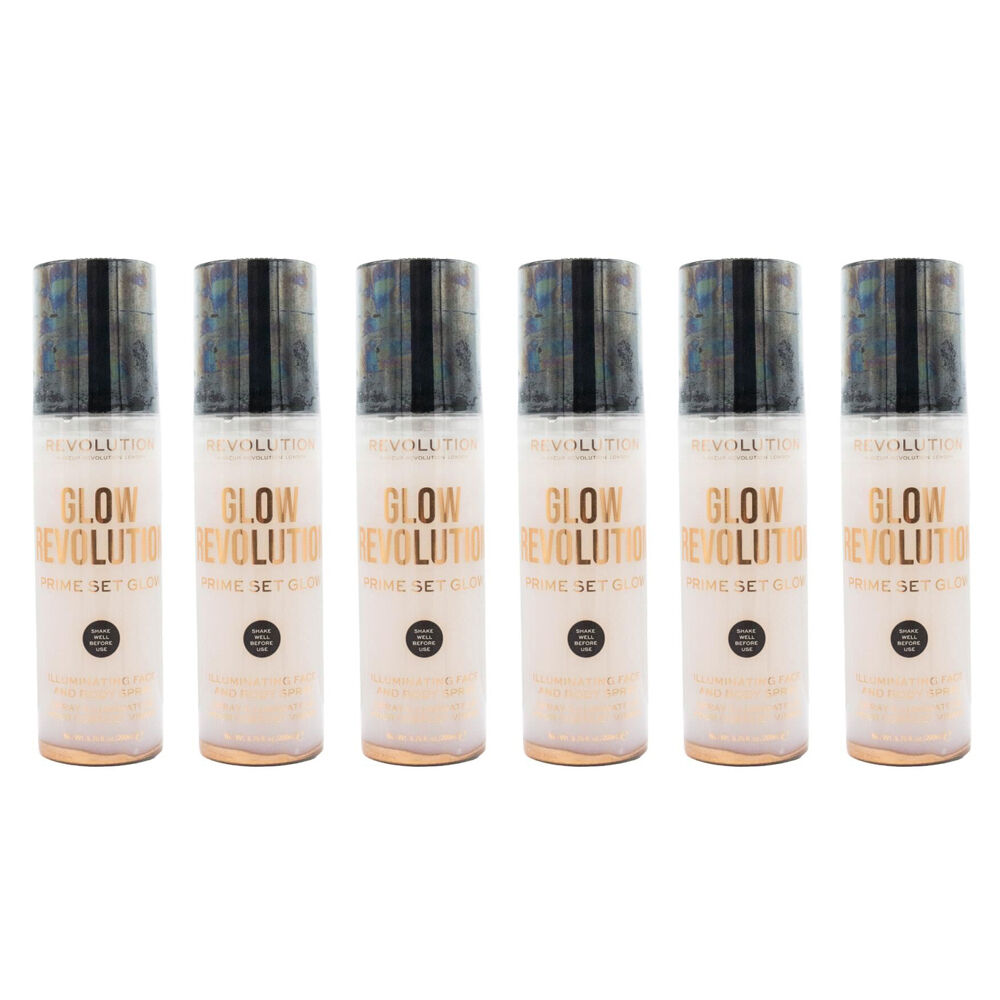 6PK Revolution Glow Prime Set Illuminating Face & Body Setting Spray 200ml