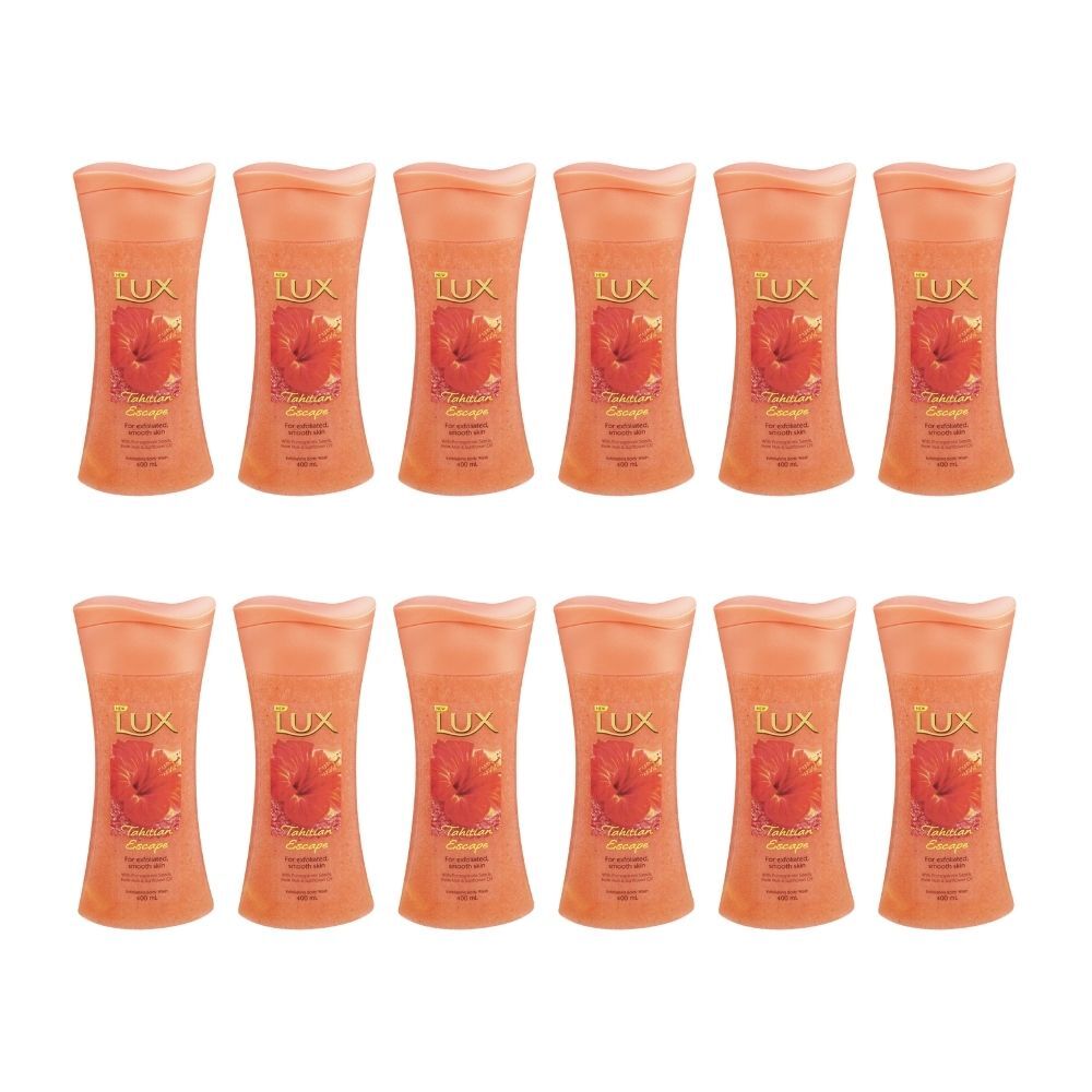 12PK Lux 400ml Exfoliating Body Wash Tahitian Escape Skin Shower Bath Care
