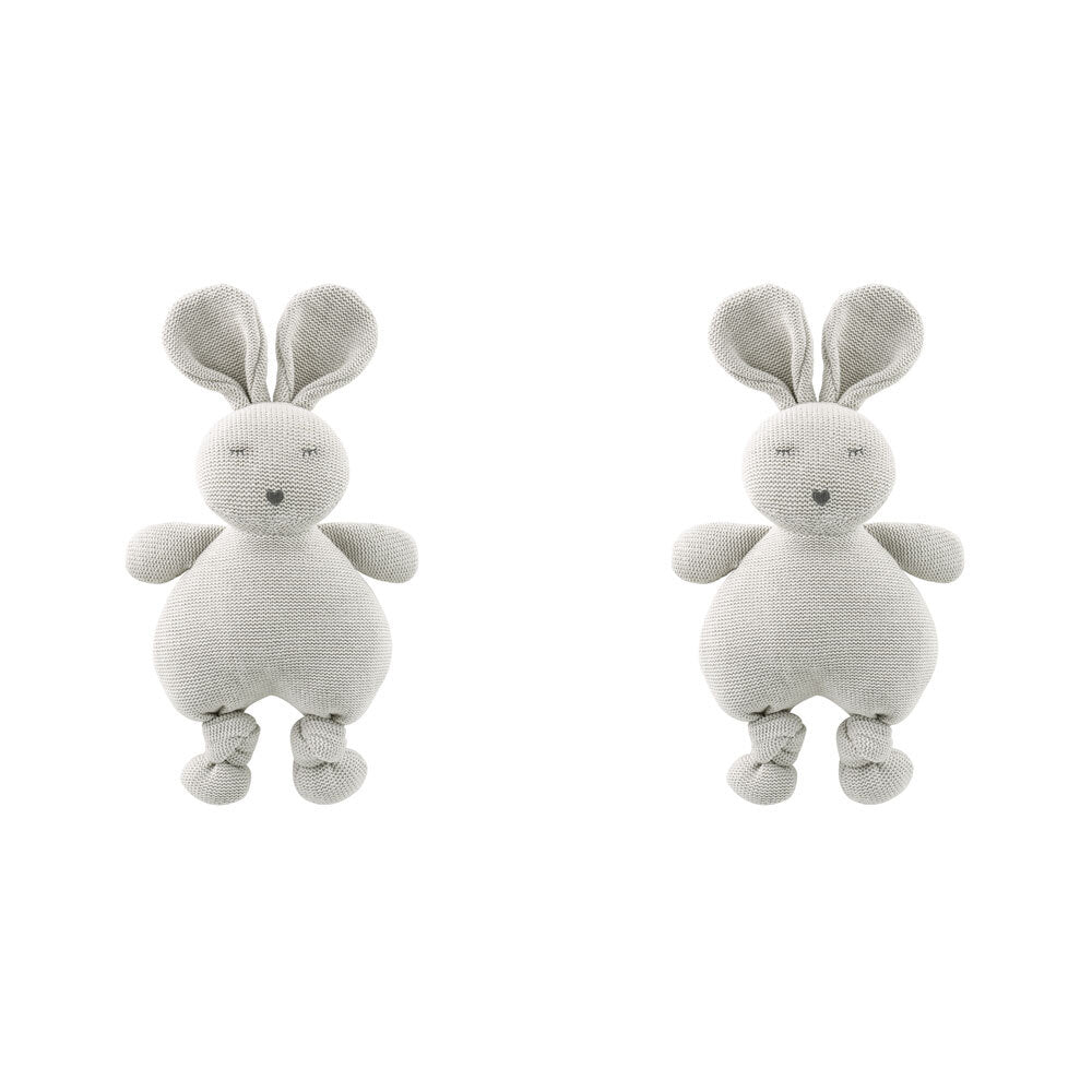 2PK The Peanutshell Knitted Bunny Plush Stuffed Animal Toy 30cm Grey 0+