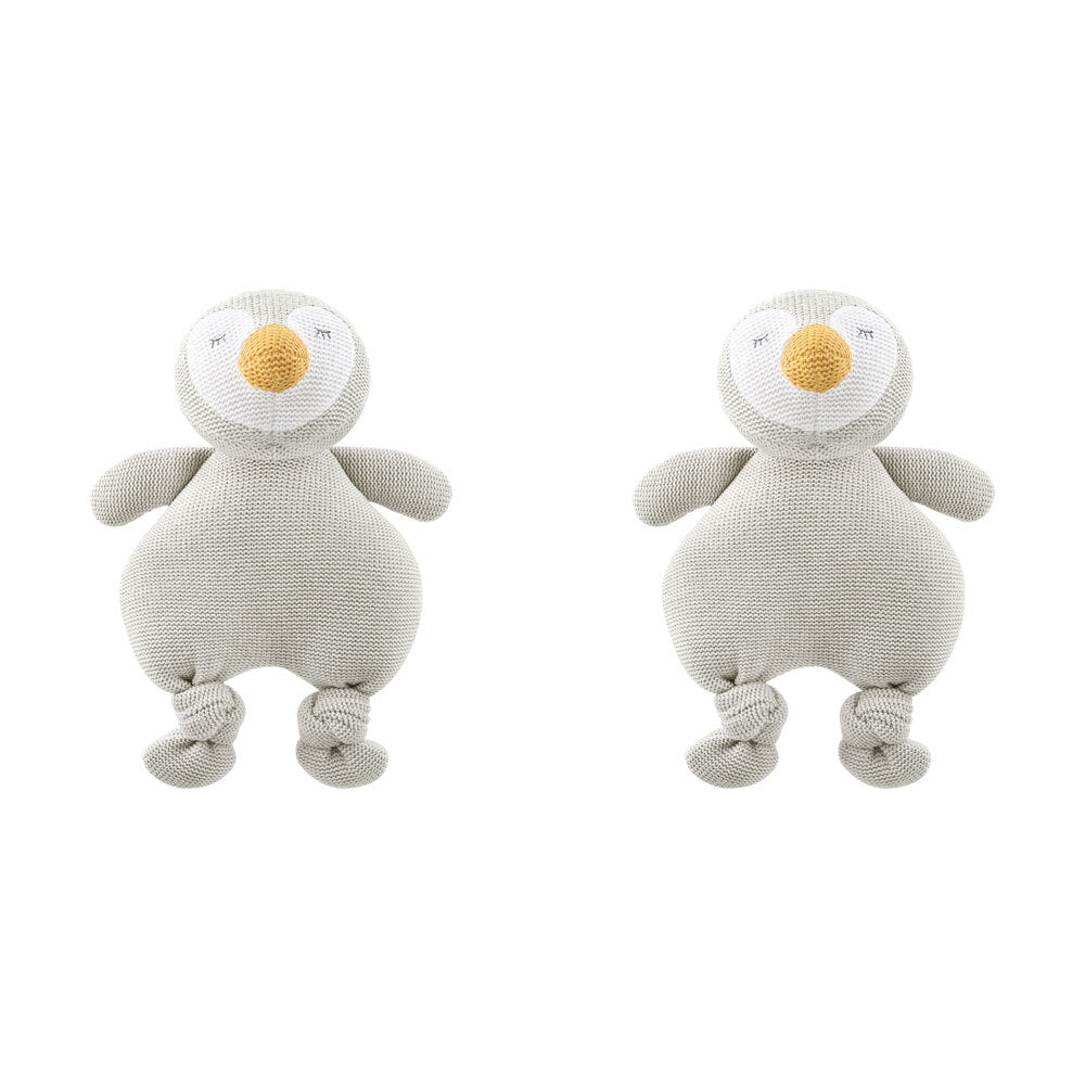2PK The Peanutshell Knitted Penguin Plush Stuffed Animal Toy 30cm Grey 0+