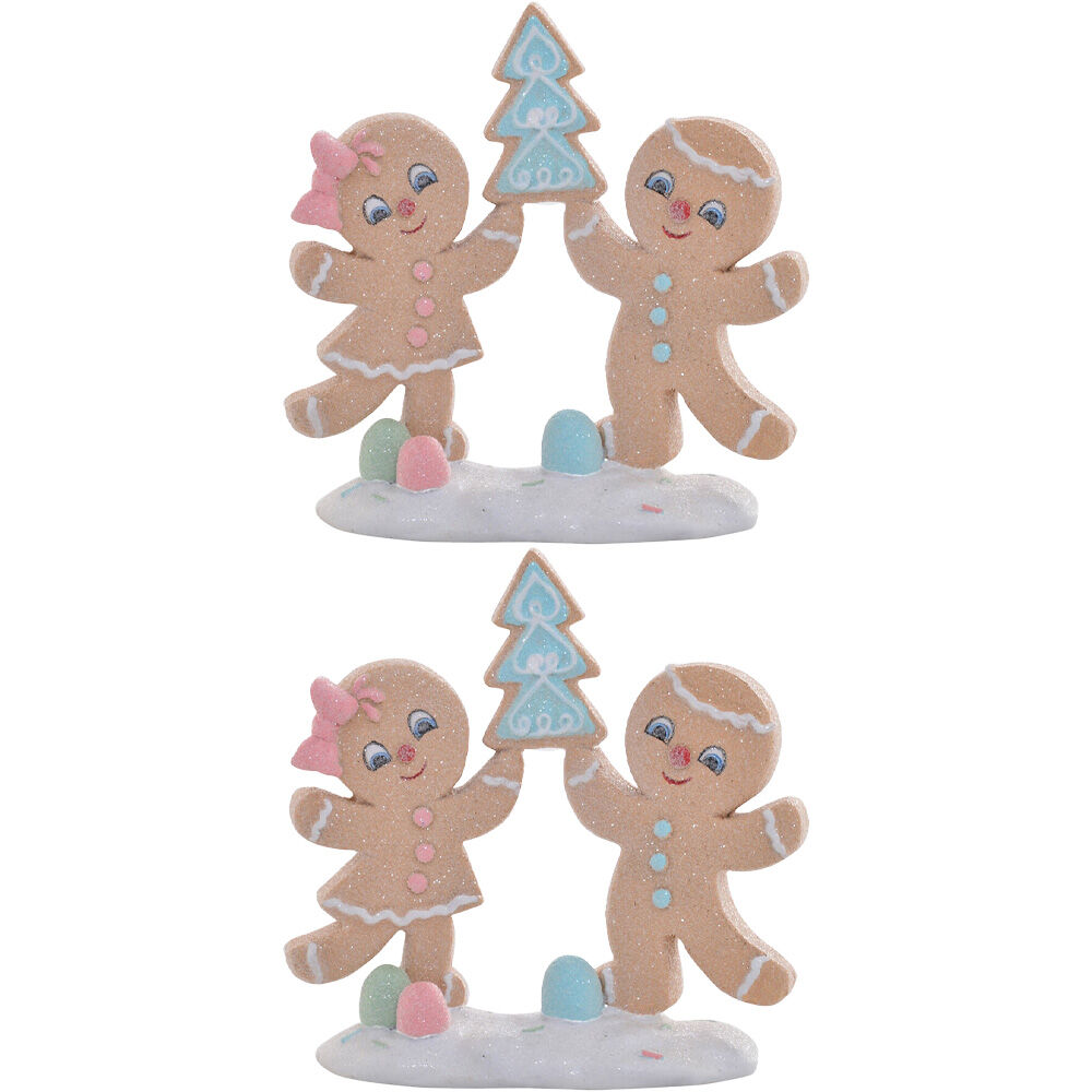 2PK Gibson Gifts Fairy Floss Gingerbread Man & Woman Couple Christmas Decoration