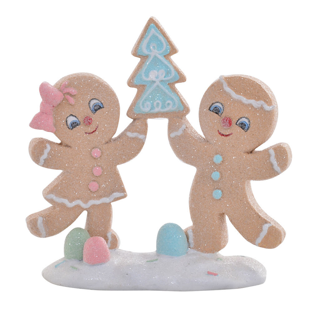 2PK Gibson Gifts Fairy Floss Gingerbread Man & Woman Couple Christmas Decoration