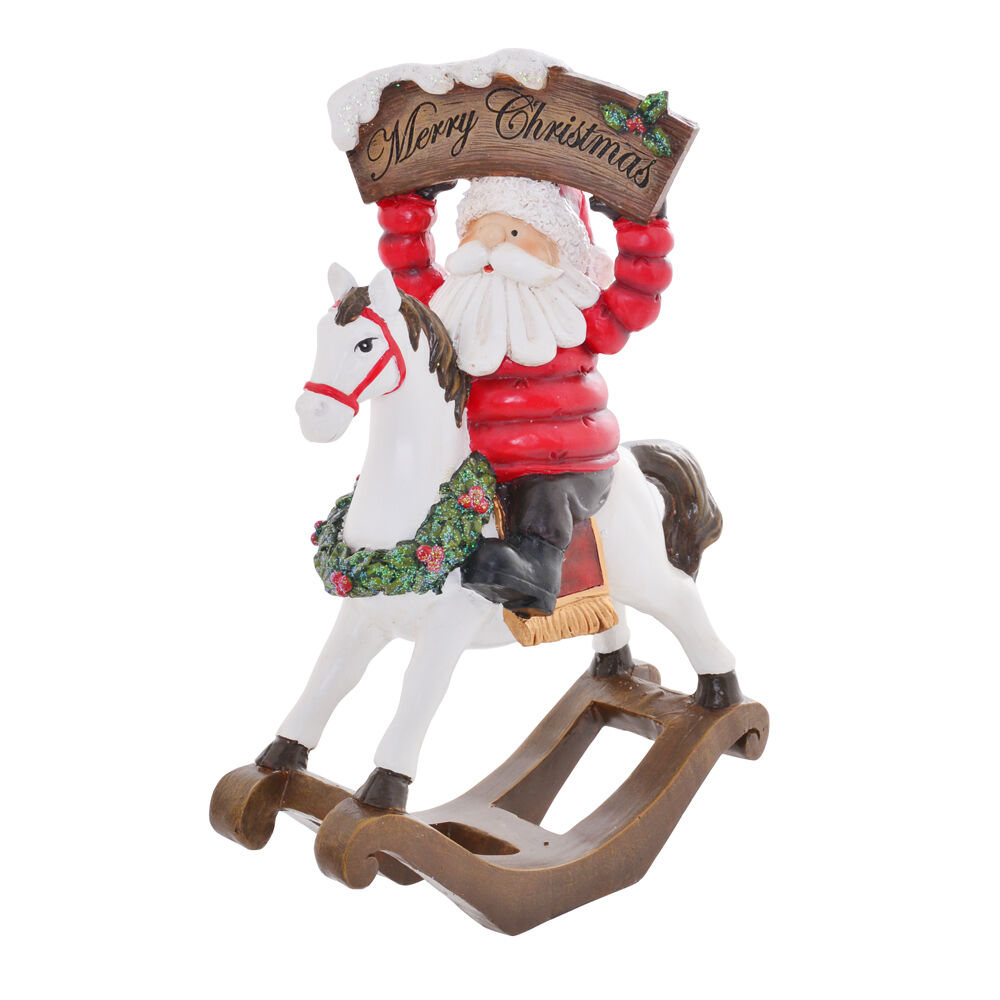 Gibson Gifts Santa Rocking Horse Christmas Decoration Figurine 110x200x200mm