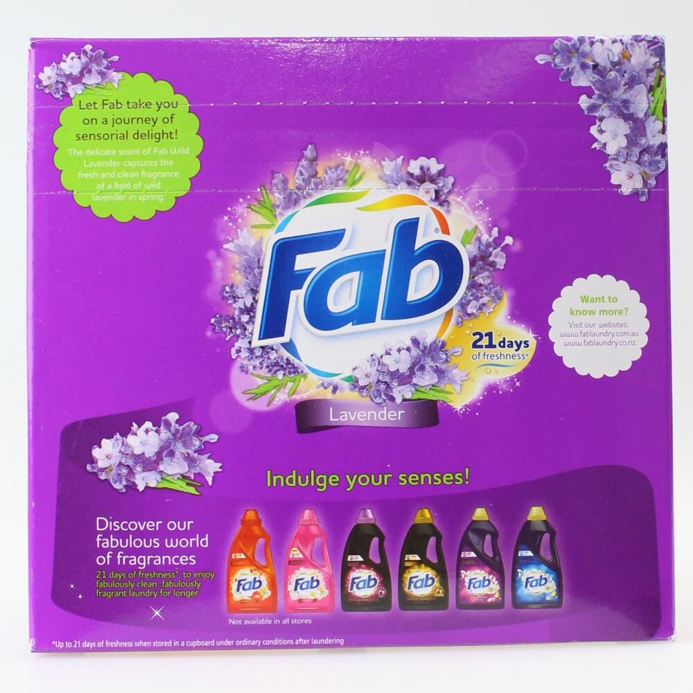 12PK Fab 1kg Laundry Powder Lavender Front & Top Loader Stain Remover