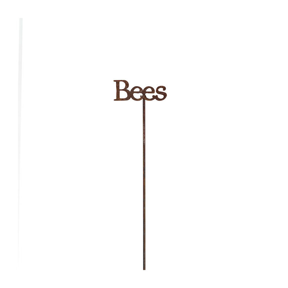 4PK Metal Stake Bees Garden Ornament Decor 60cm - Rust