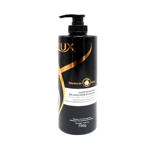 6PK Lux Black Shine Shampoo Bottle Pump 750ml Hair Care