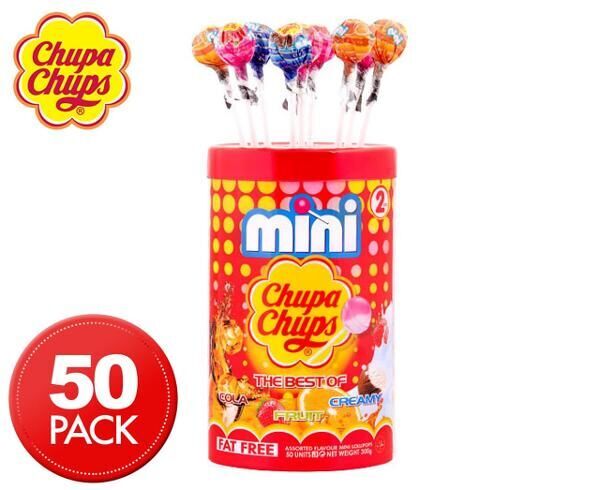6x 50pc Chupa Chups Mini Lollipops Tube Assorted Flavour Candy Lollies