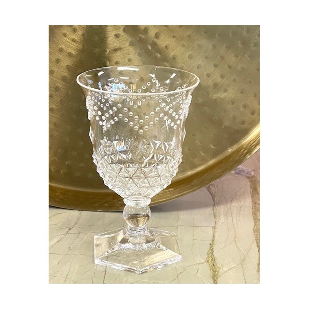 6PK SS Collective Clear Acrylic Wine Glass Star Patterned Drinkware 14x9cm