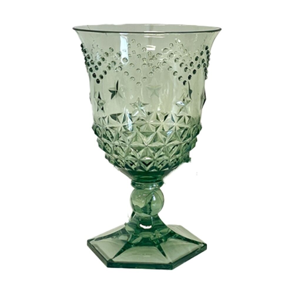 6PK SS Collective Green Acrylic Wine Glass Star Patterned Drinkware 14x9cm