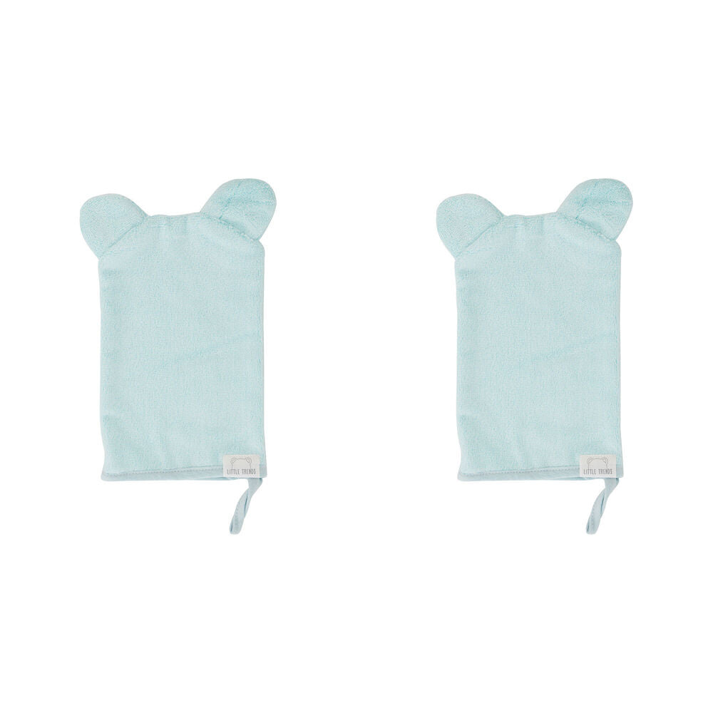 2PK Annabel Trends Little Trends Wash Mitt Bear Ears 22cm Ice Blue