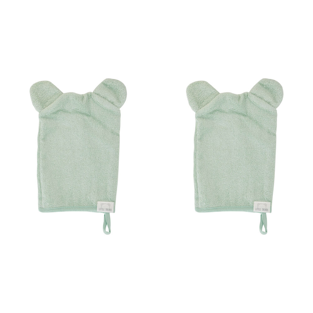 2PK Annabel Trends Little Trends Wash Mitt Bear Ears 22cm Moss