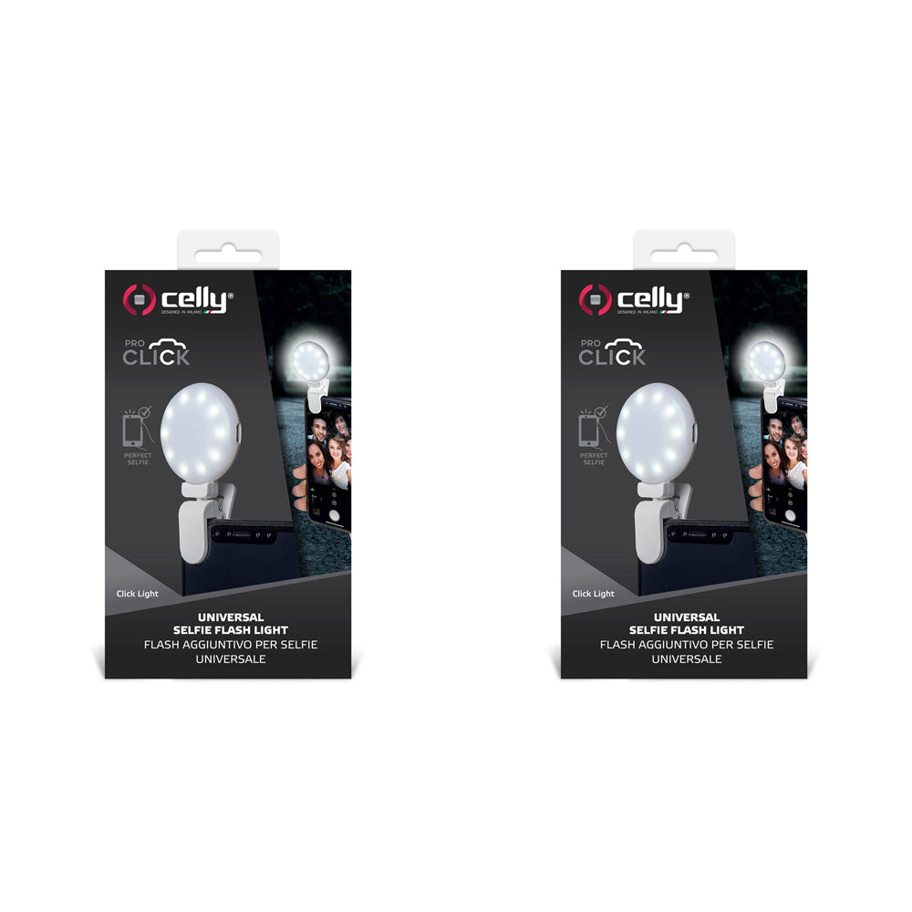 2PK Celly Click Universal Phone Selfie Light w/ 3 Tones White