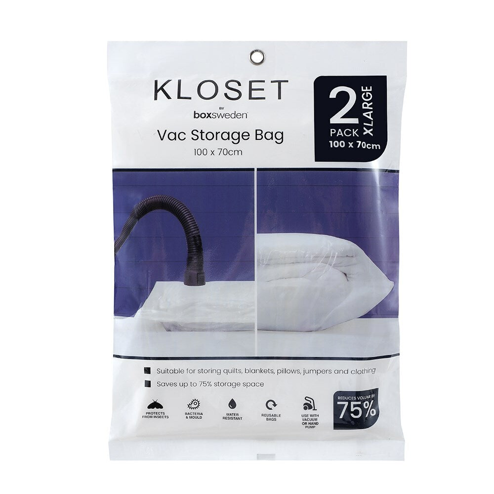 4x 2PK Boxsweden Kloset 100x70cm Vac Storage Bag Organiser
