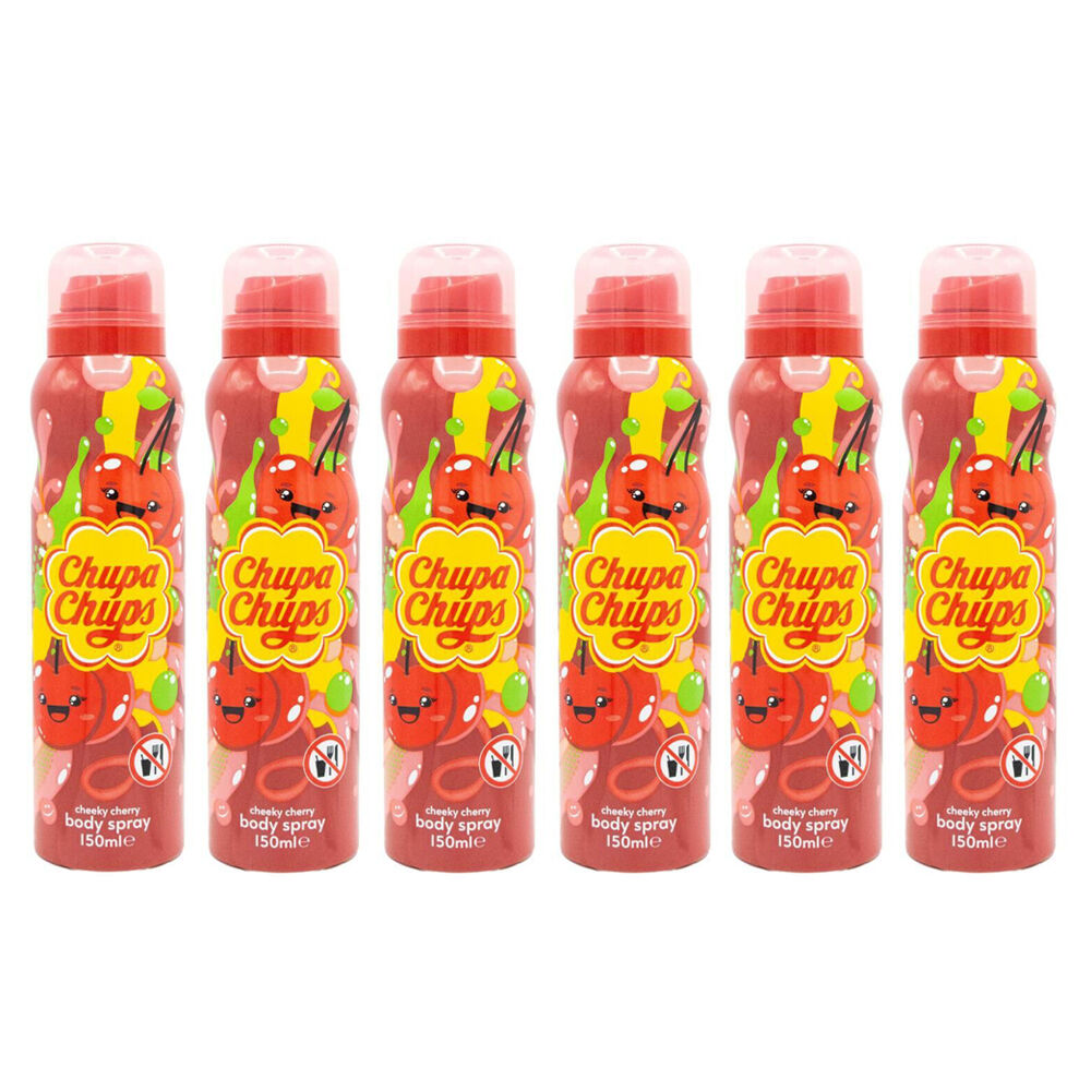 6PK Chupa Chups Body Spray Mist 150ml Cheeky Cherry Sweet Fruity Fragrance