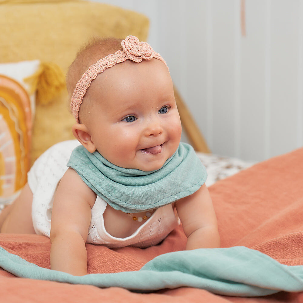 2PK Annabel Trends Muslin Neck Feeding Bib 30x30cm - Blue