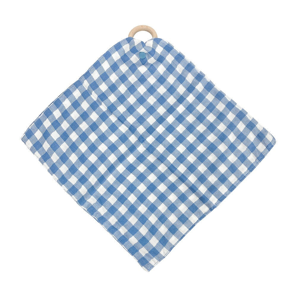 2PK Annabel Trends Muslin Security Blanket 32x32cm - Gingham Blue