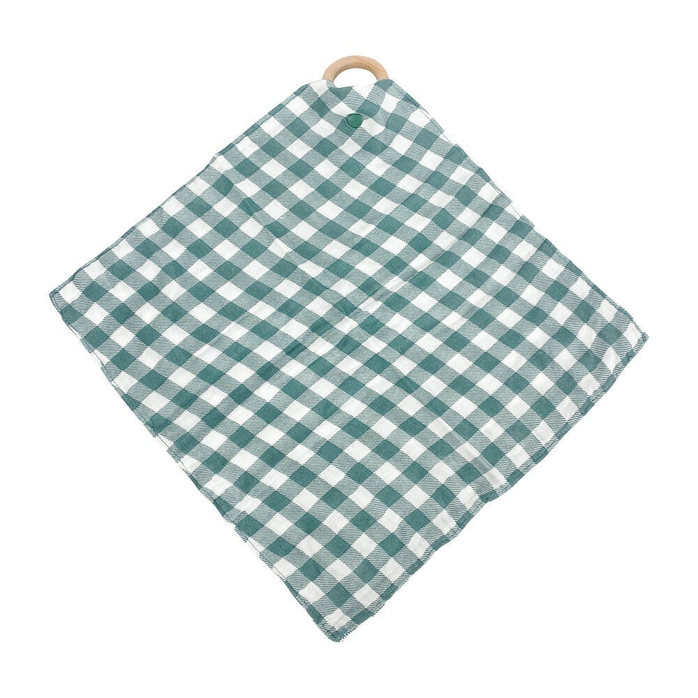 2PK Annabel Trends Muslin Security Blanket 32x32cm - Gingham Olive
