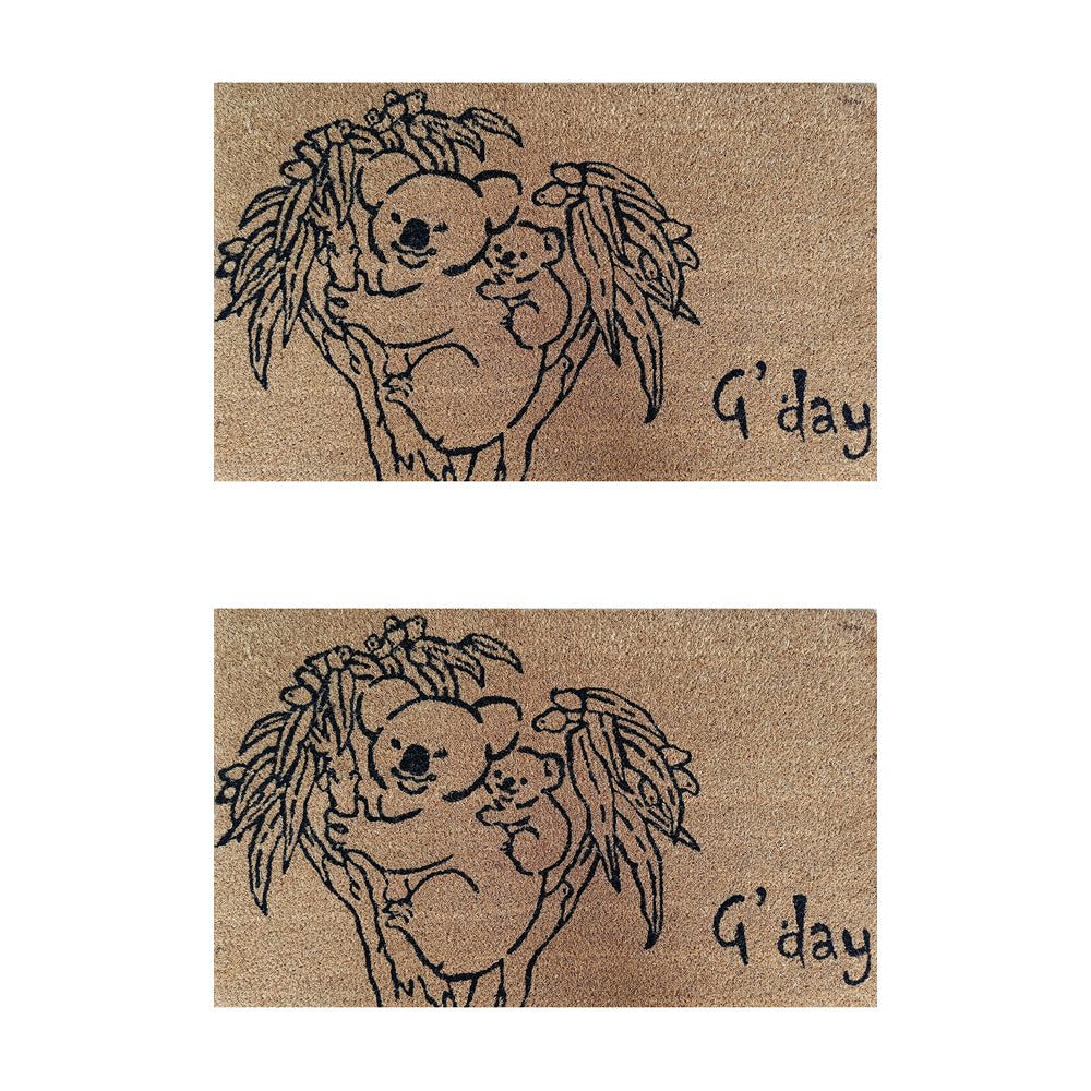 2PK Solemate PVC Backed C Koala 40x60cm Stylish Durable Front Doormat