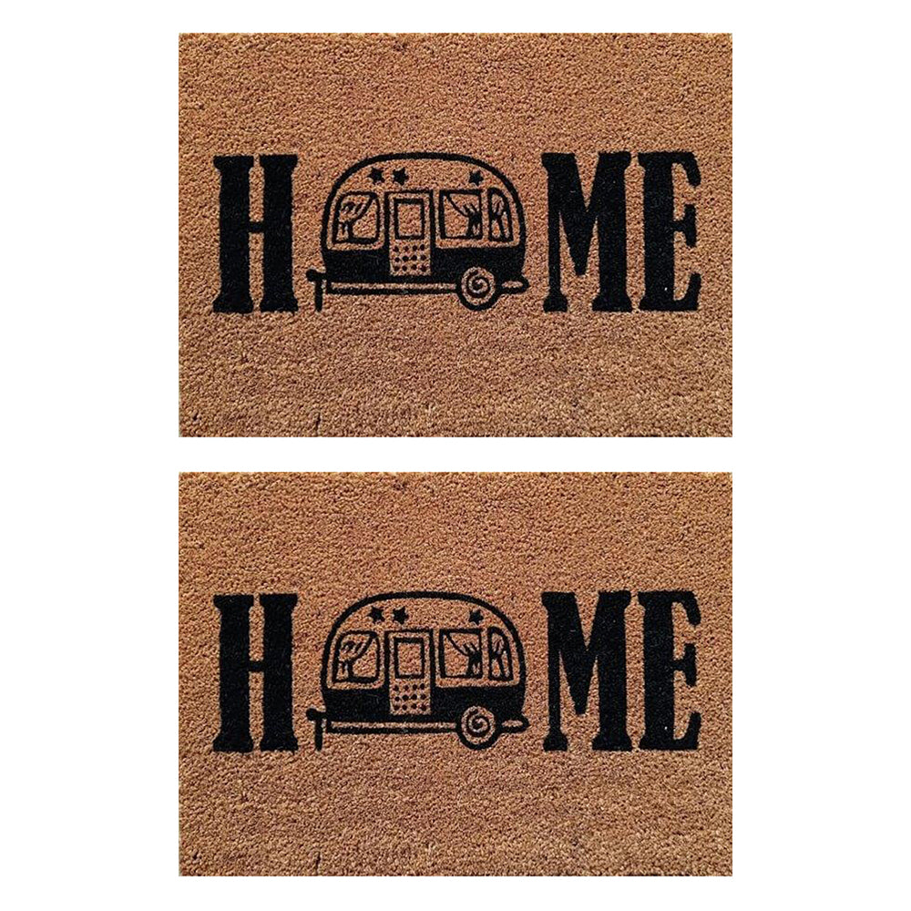 2PK Solemate PVC Coir Camper Home 40x55cm Stylish Durable Front Doormat