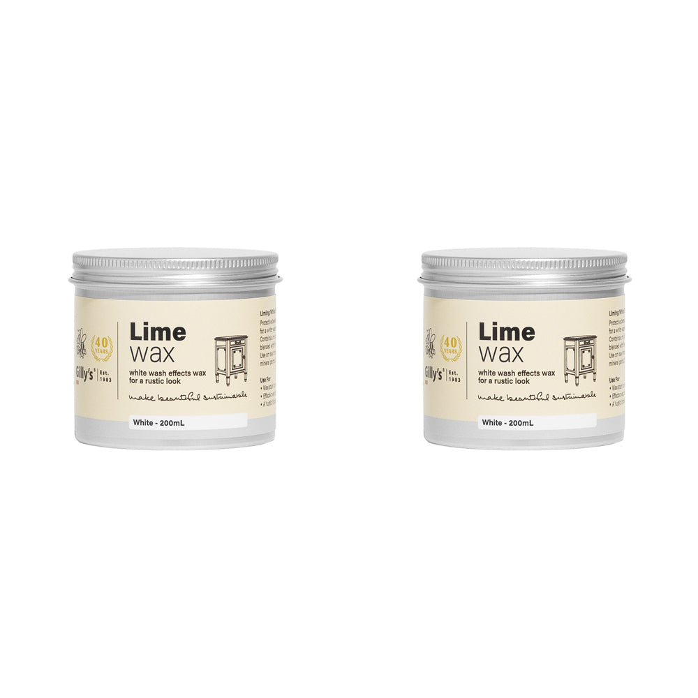 2PK Gilly's Lime Indoor Wood/Furniture Wax 200ml - White Wash Effects