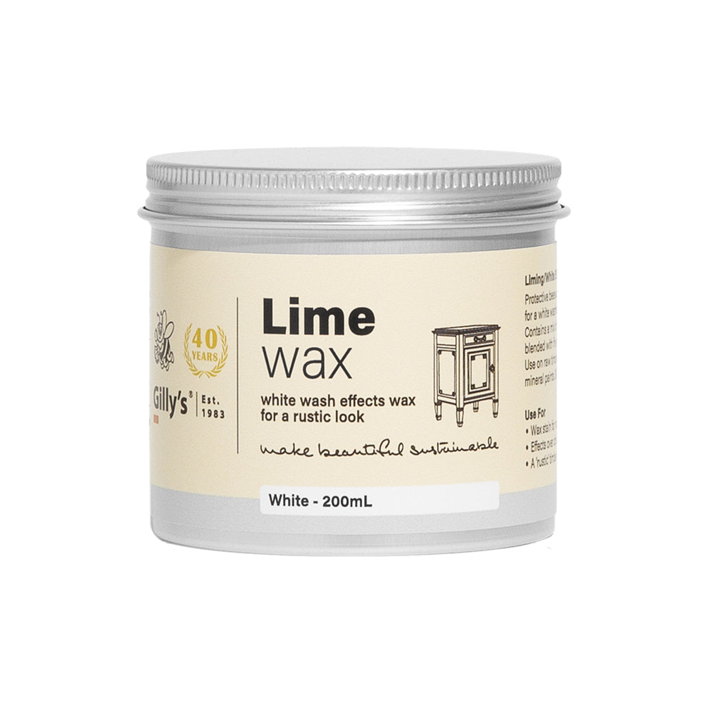 2PK Gilly's Lime Indoor Wood/Furniture Wax 200ml - White Wash Effects