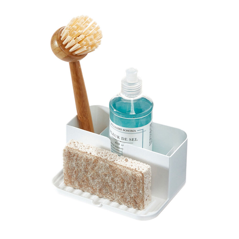 2PK iDesign Classic Plastic Sink Caddy w/ Tray Kitchen/Bathroom Organiser White