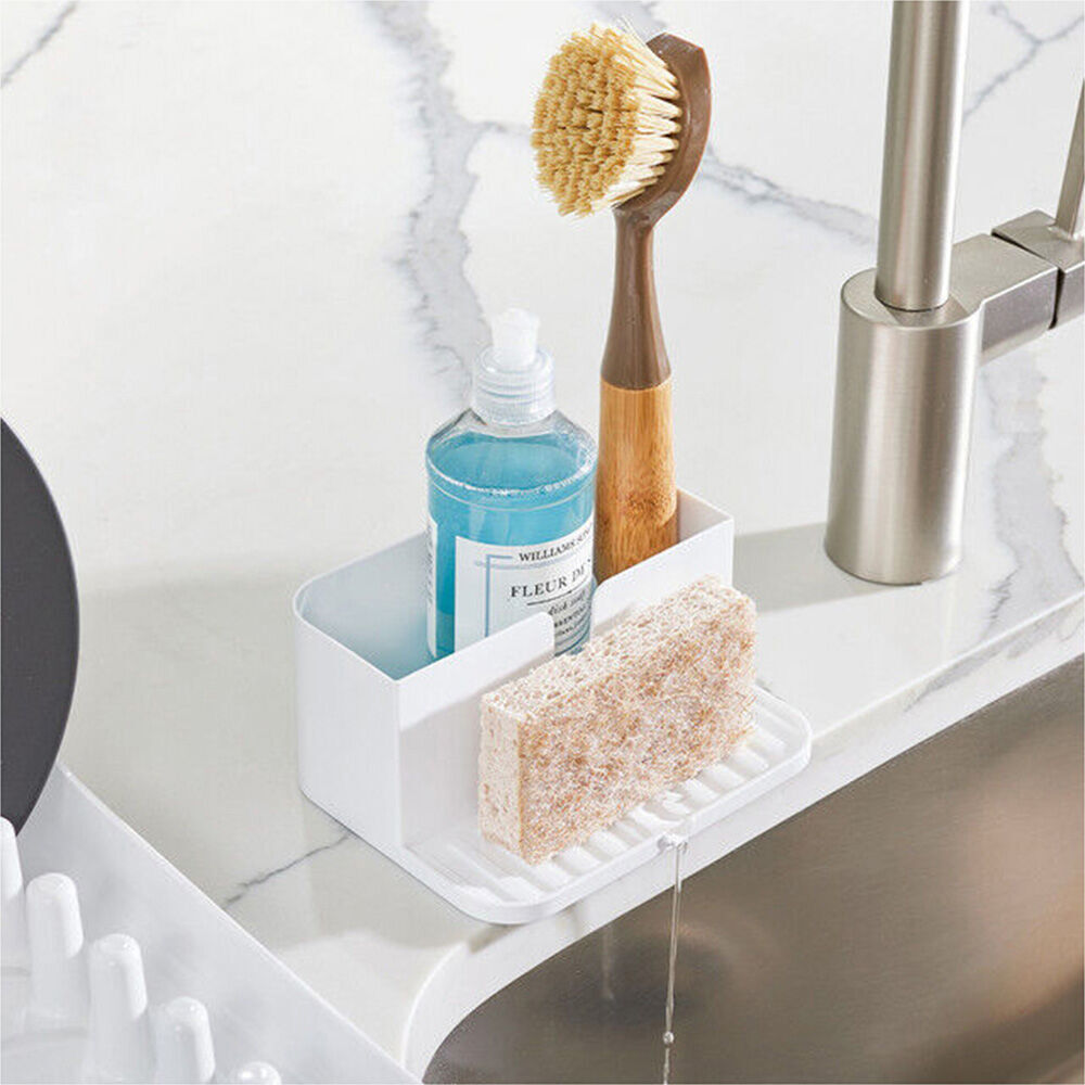 2PK iDesign Classic Plastic Sink Caddy w/ Tray Kitchen/Bathroom Organiser White