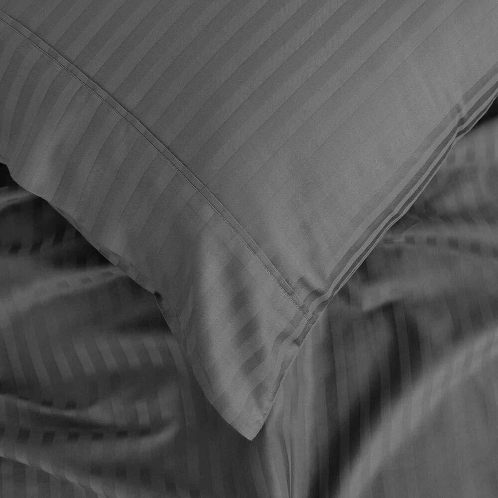 Royal Comfort Damask Sheet Set 1200TC Stripe Cotton Blend CHRCL Grey