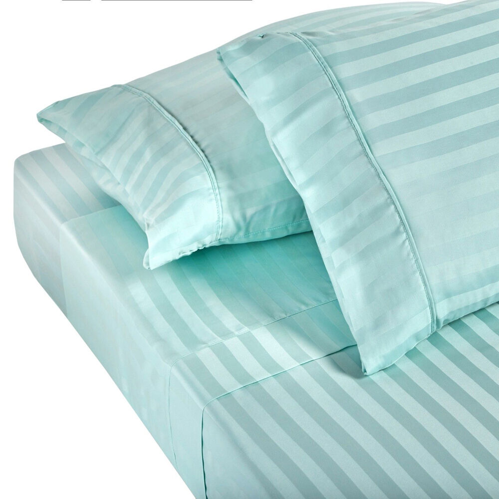 Royal Comfort Damask Sheet Set 1200TC Stripe Cotton Blend Mist