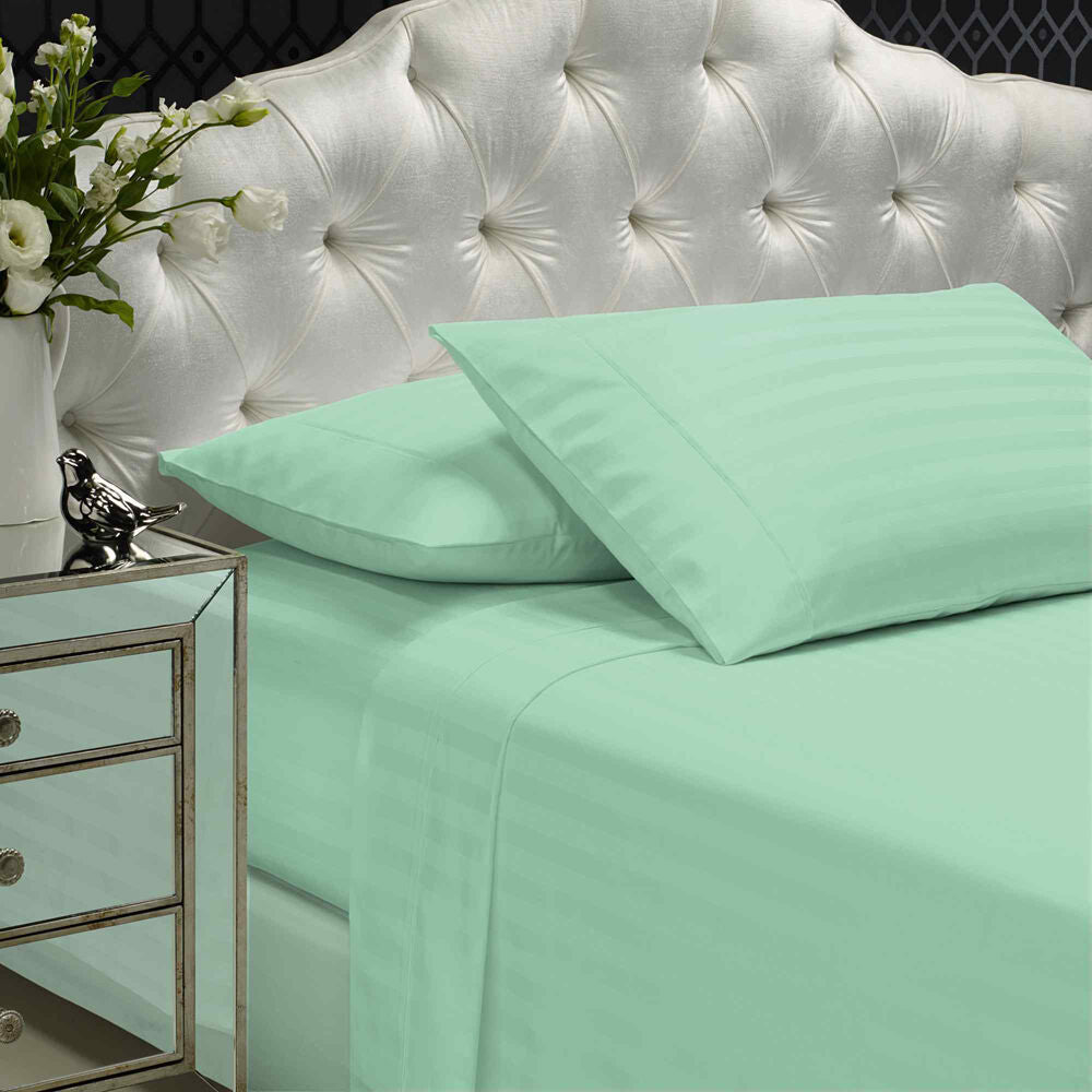 Royal Comfort Damask Sheet Set 1200TC Stripe Cotton Blend Mist