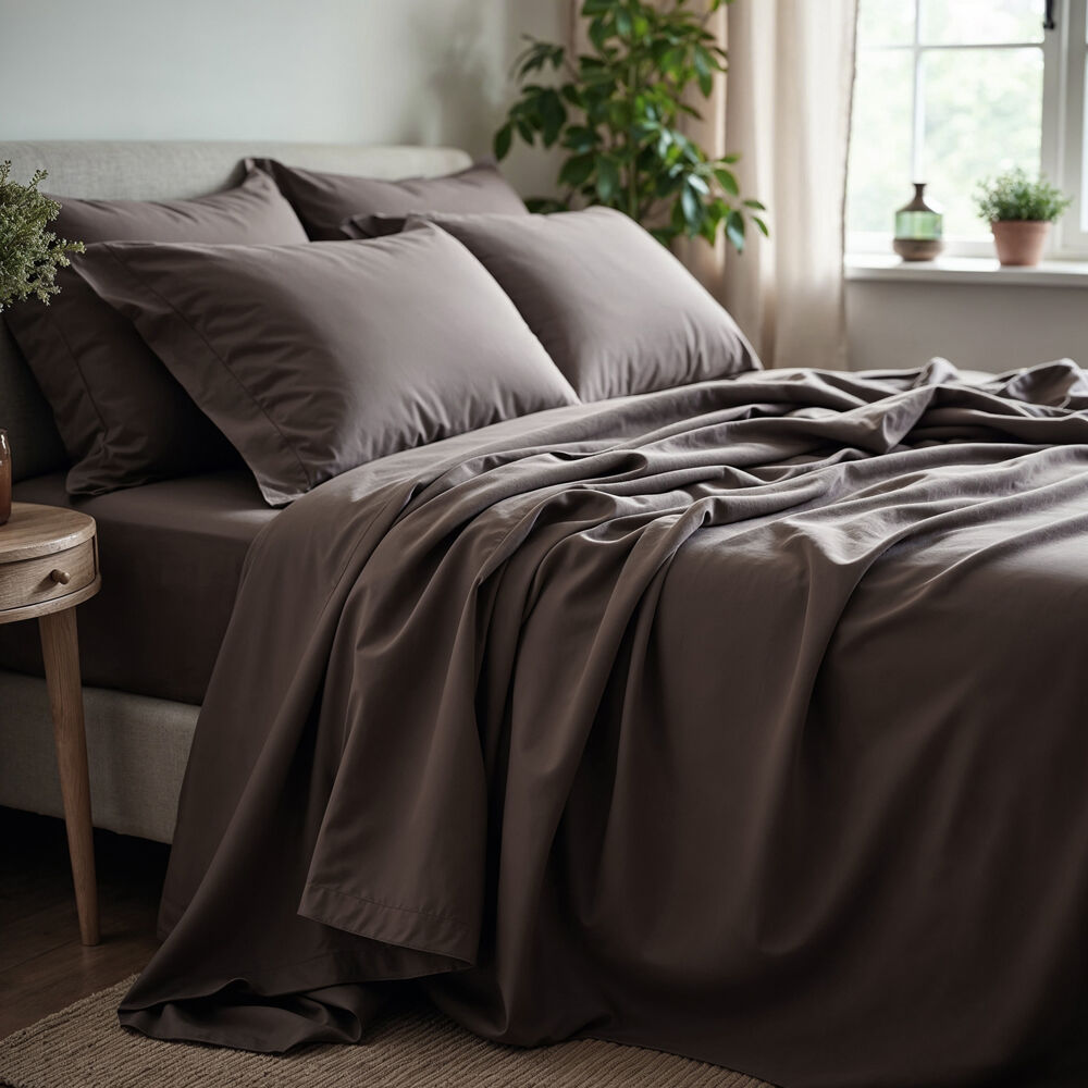 Royal Comfort Cotton Rich King Sheet w/ 2x Pillowcases Set 1500TC Dusk Grey