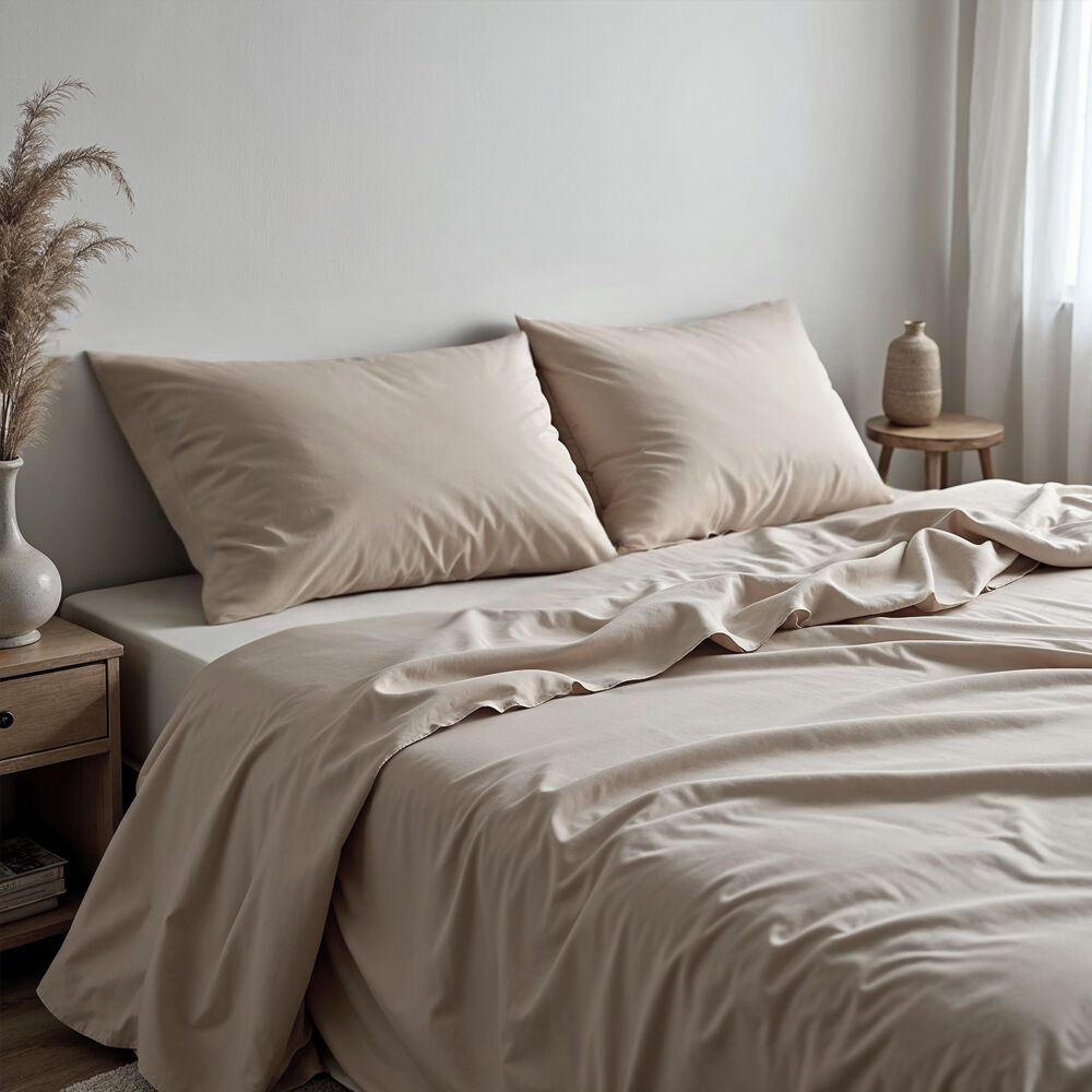 Royal Comfort Cotton Rich King Sheet w/ 2x Pillowcases Set 1500TC Stone
