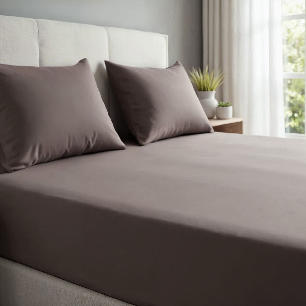 3pc Royal Comfort Double Fitted Sheet Set 1500TC Cotton Rich Dusk Grey