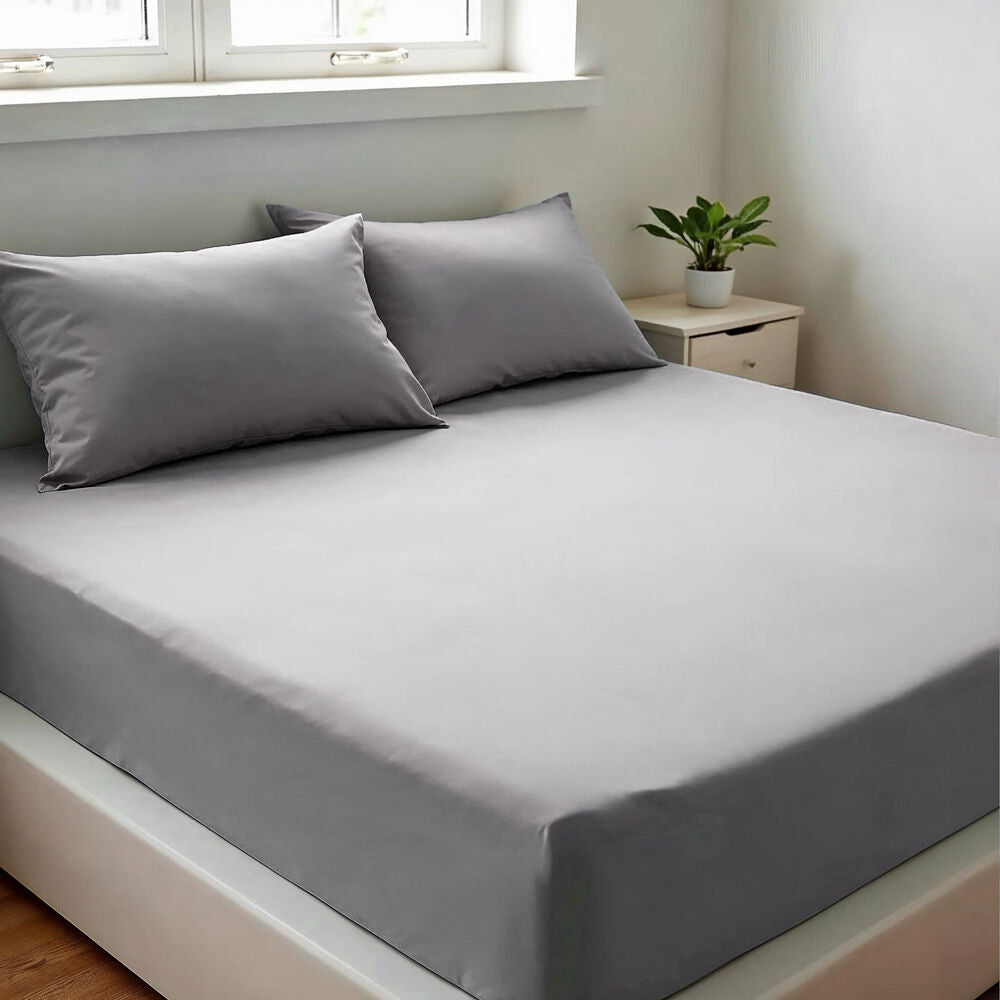 3pc Royal Comfort Double Fitted Sheet Set 1500TC Cotton Rich Indigo