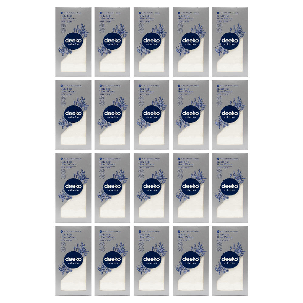 200pc Deeko White Dinner Napkins Tableware Square 39cm