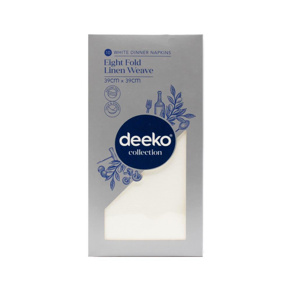 200pc Deeko White Dinner Napkins Tableware Square 39cm