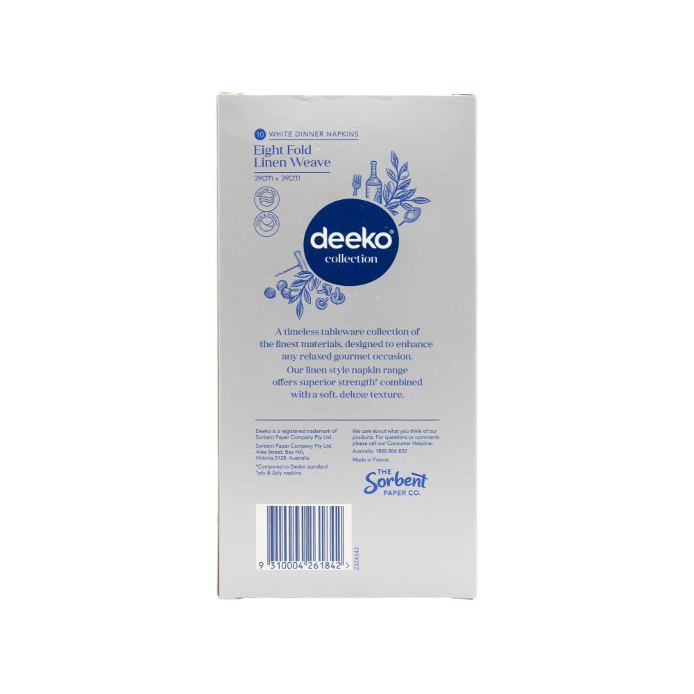 200pc Deeko White Dinner Napkins Tableware Square 39cm
