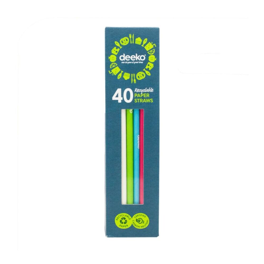28x 40PK Deeko Recyclable Paper Straws Assorted Colours Bulk Pack Home/Catering