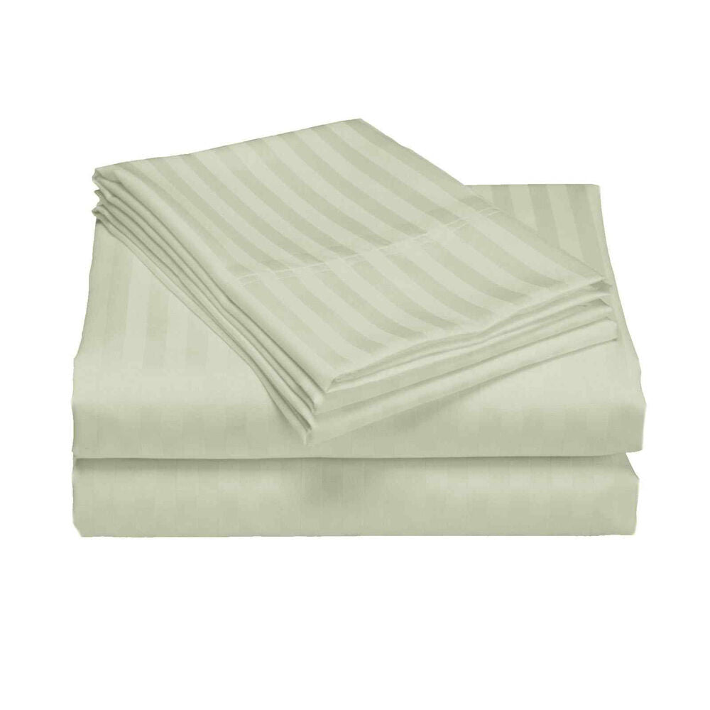 Royal Comfort Damask King Sheet Set 1200TC Stripe Cotton Blend Pebble