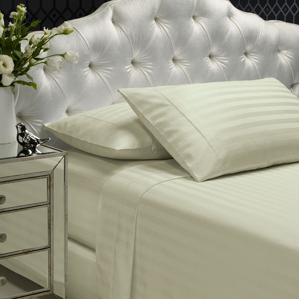 Royal Comfort Damask King Sheet Set 1200TC Stripe Cotton Blend Pebble