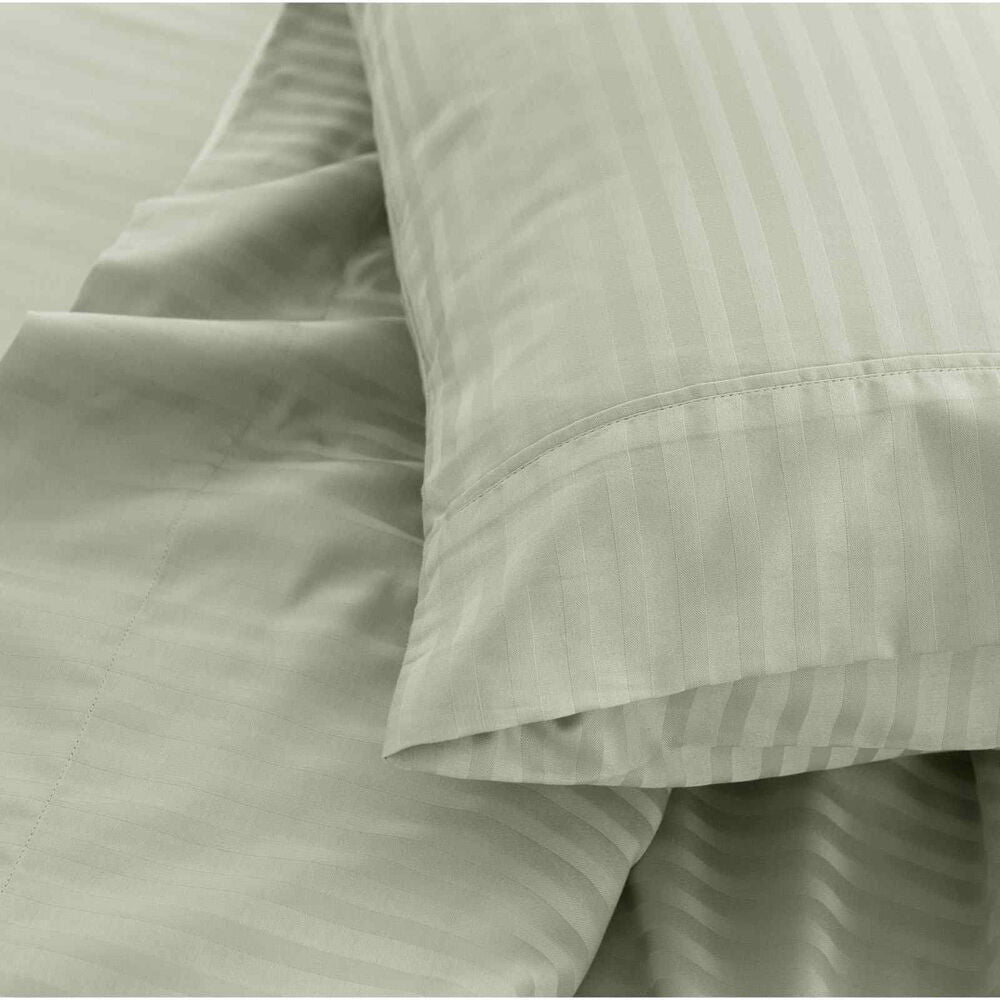 Royal Comfort Damask King Sheet Set 1200TC Stripe Cotton Blend Pebble