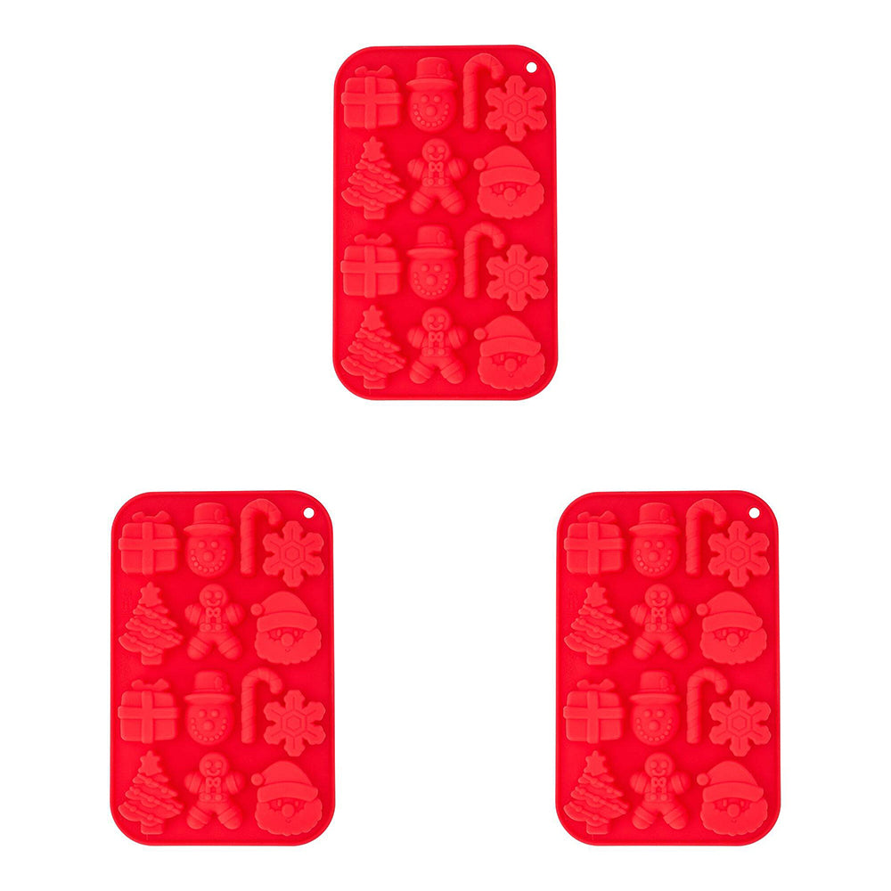 3PK Annabel Trends Festive Christmas Ice Cube Tray 20x13cm Red