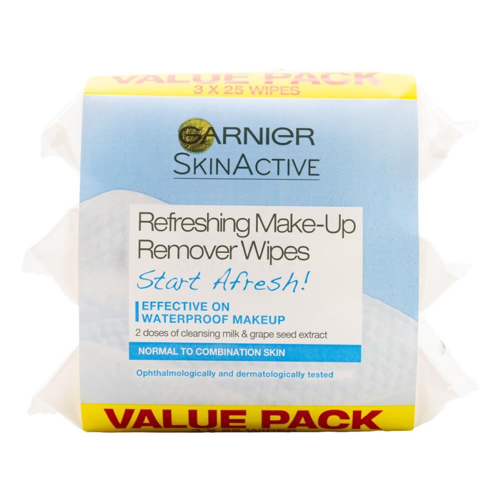 225pc Garnier Skin Active Refreshing Make-Up Remover Wipes