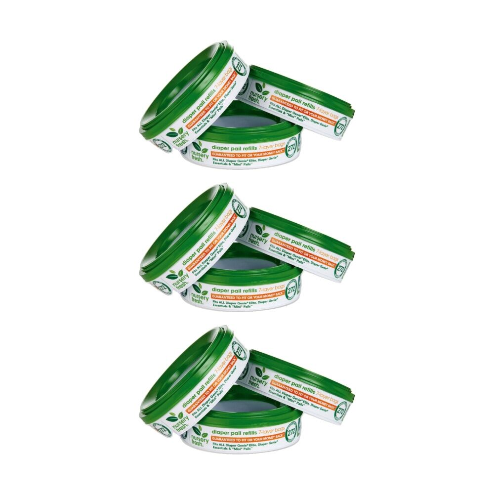 3x 3PK Munchkin Nursery Fresh Diaper Pail/Bin Refill