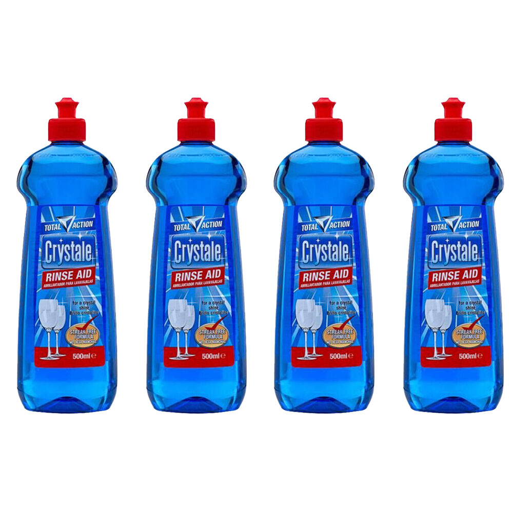 4PK Crystale Total Action Rinse Aid Streak Free 500ml - Blue