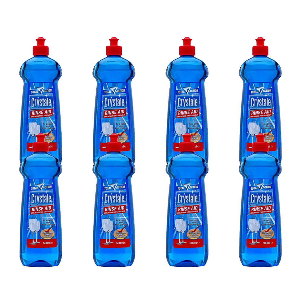 8PK Crystale Total Action Rinse Aid Streak Free 500ml - Blue
