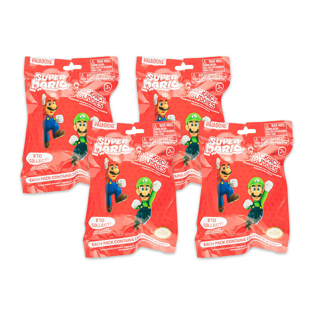 4PK Super Mario Backpack Buddies Keyring Pendant Assorted 3y+