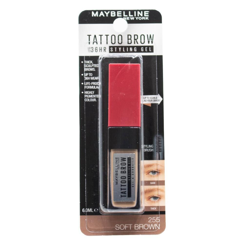 3PK Maybelline Tattoo Brow Styling Gel 6ml 255 Soft Brown Makeup Cosmetics