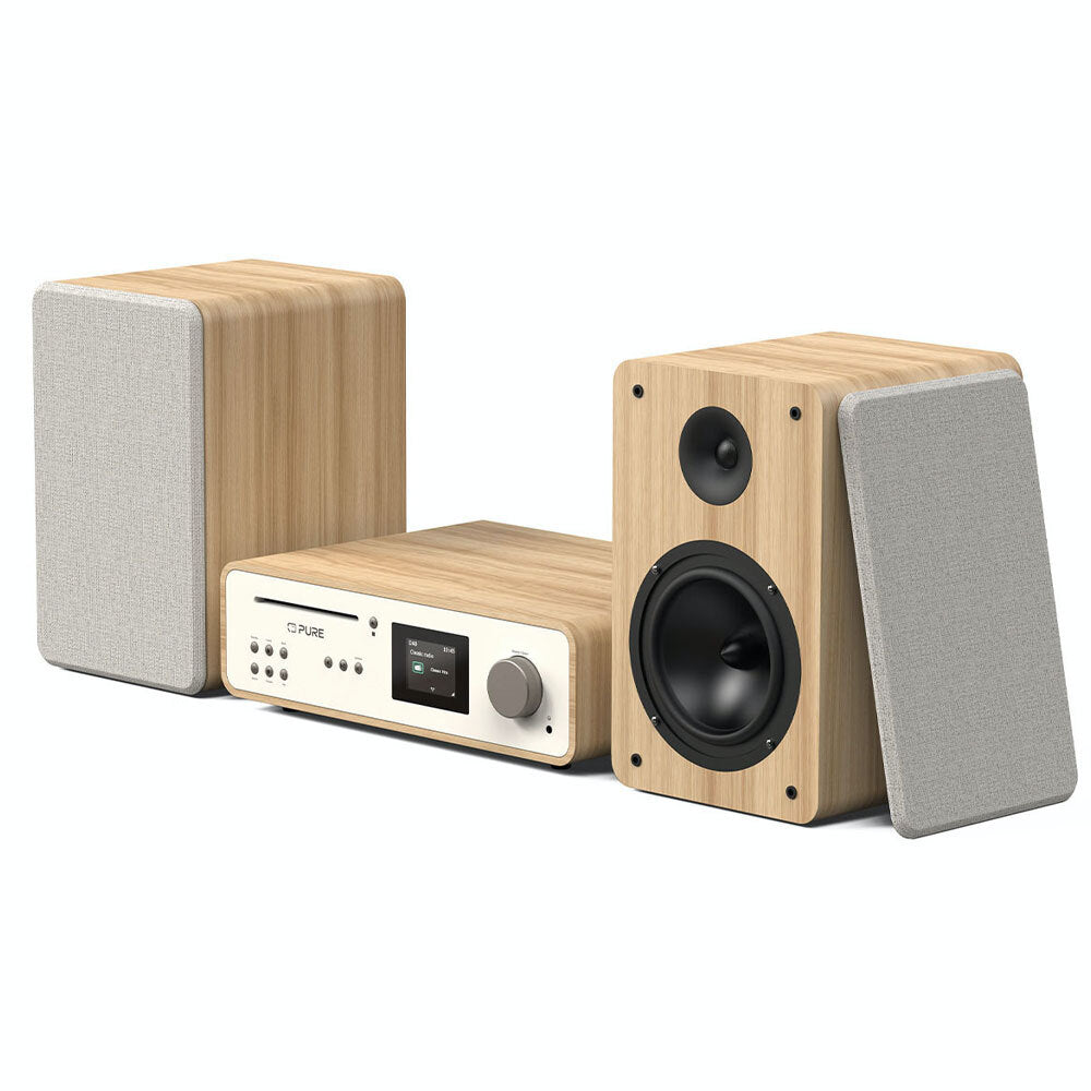 Pure Classic Stereo Music System - Cotton White/Oak
