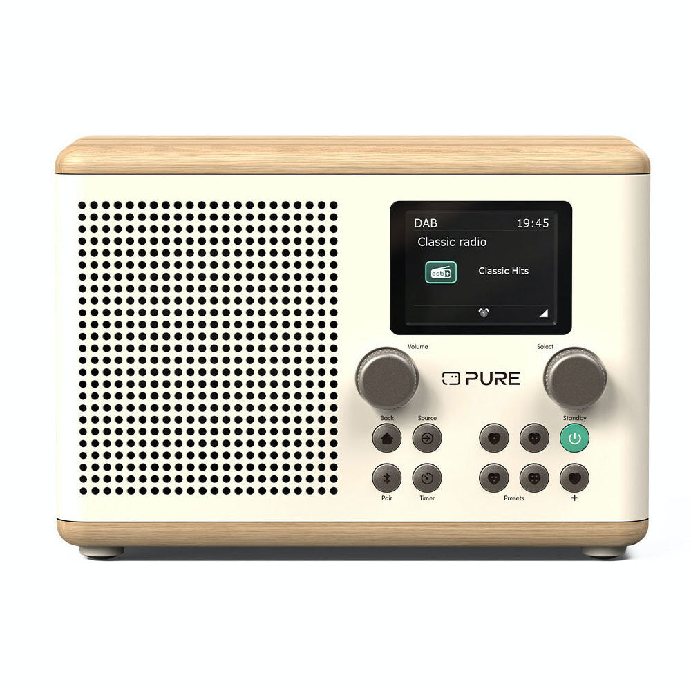 Pure Classic H4 Digital Radio - Cotton White/Oak 10W
